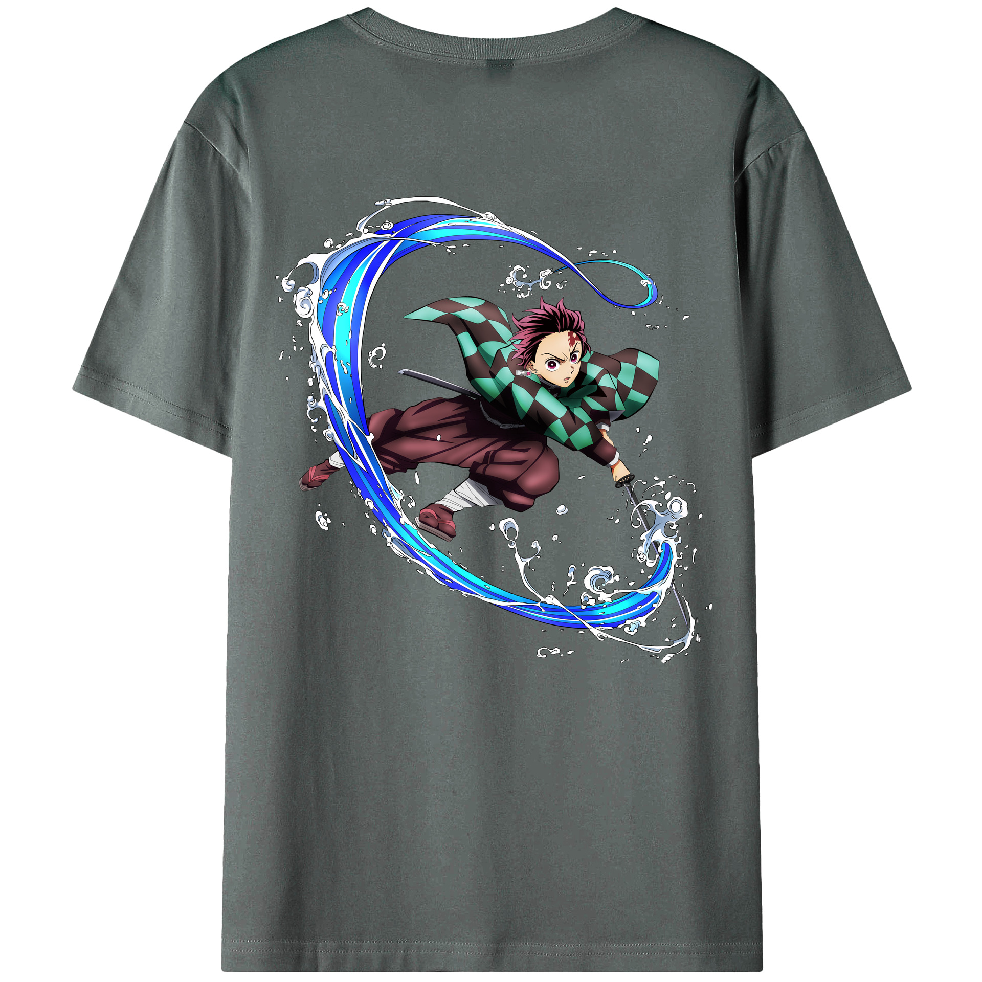 （画像用） 鬼滅の刃 竈門 炭治郎／かまど たんじろう Kamado Tanjirou 綿100％半袖Tシャツ（背面プリント）